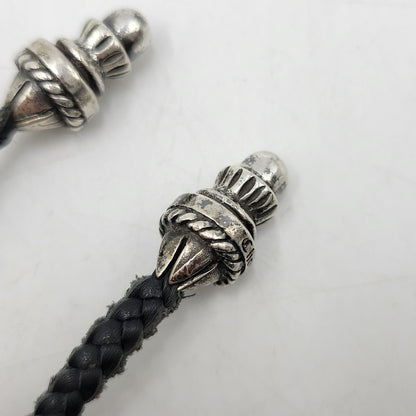 【中古品】【メンズ/レディース】 CHROME HEARTS クロムハーツ LEATHER BRAID CH CRS SML CL NECKLACE レザーブレード スモールCHクロス ネックレス アクセサリー 190-251214-as-17-izu カラー：シルバー×ブラック 万代Net店