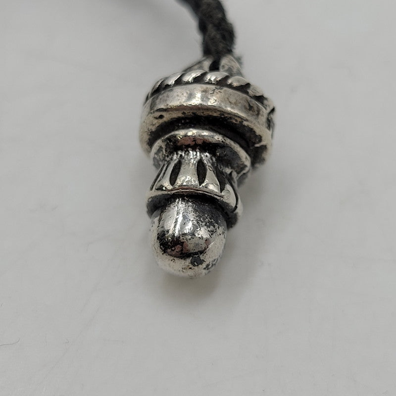 【中古品】【メンズ/レディース】 CHROME HEARTS クロムハーツ LEATHER BRAID CH CRS SML CL NECKLACE レザーブレード スモールCHクロス ネックレス アクセサリー 190-251214-as-17-izu カラー：シルバー×ブラック 万代Net店