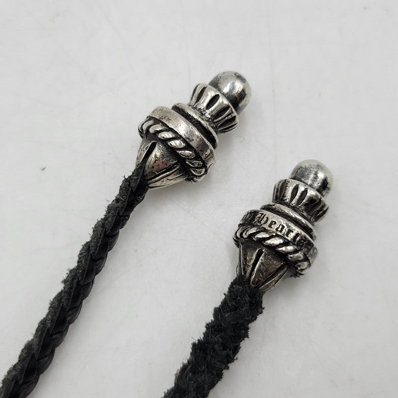 【中古品】【メンズ/レディース】 CHROME HEARTS クロムハーツ LEATHER BRAID CH CRS SML CL NECKLACE レザーブレード スモールCHクロス ネックレス アクセサリー 190-251214-as-17-izu カラー：シルバー×ブラック 万代Net店
