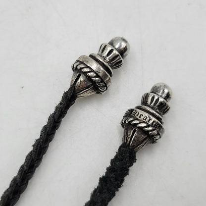 【中古品】【メンズ/レディース】 CHROME HEARTS クロムハーツ LEATHER BRAID CH CRS SML CL NECKLACE レザーブレード スモールCHクロス ネックレス アクセサリー 190-251214-as-17-izu カラー：シルバー×ブラック 万代Net店