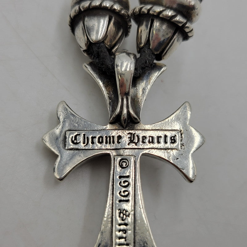 【中古品】【メンズ/レディース】 CHROME HEARTS クロムハーツ LEATHER BRAID CH CRS SML CL NECKLACE レザーブレード スモールCHクロス ネックレス アクセサリー 190-251214-as-17-izu カラー：シルバー×ブラック 万代Net店