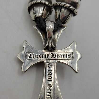 【中古品】【メンズ/レディース】 CHROME HEARTS クロムハーツ LEATHER BRAID CH CRS SML CL NECKLACE レザーブレード スモールCHクロス ネックレス アクセサリー 190-251214-as-17-izu カラー：シルバー×ブラック 万代Net店