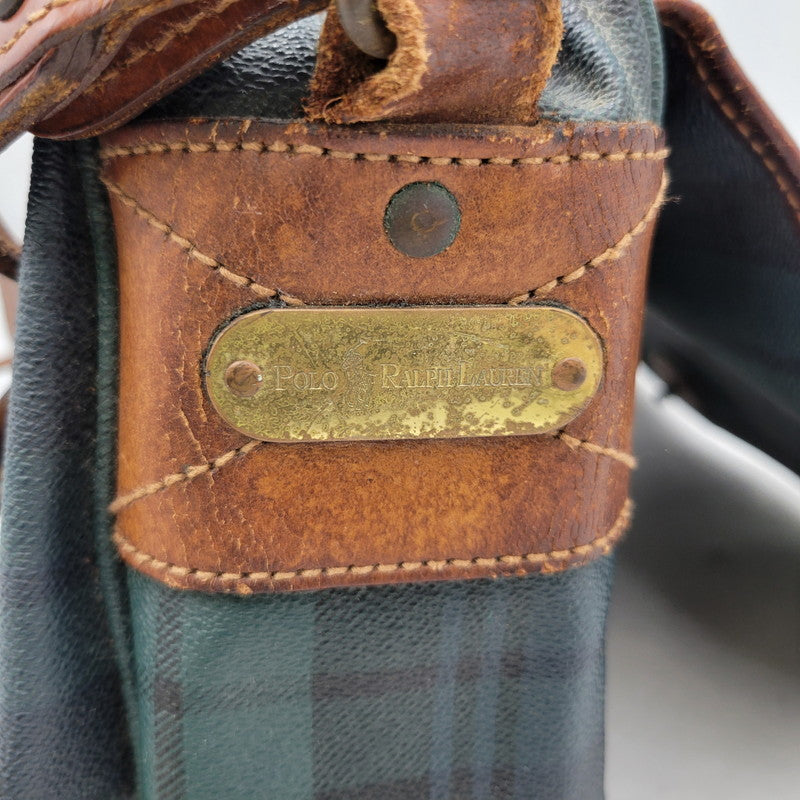 【中古品】【メンズ/レディース】 POLO RALPH LAUREN ポロ・ラルフローレン CHECK SHOULDER BAG チェック ショルダーバッグ カバン 鞄 188-251209-ya-13-izu カラー：グリーン系 万代Net店