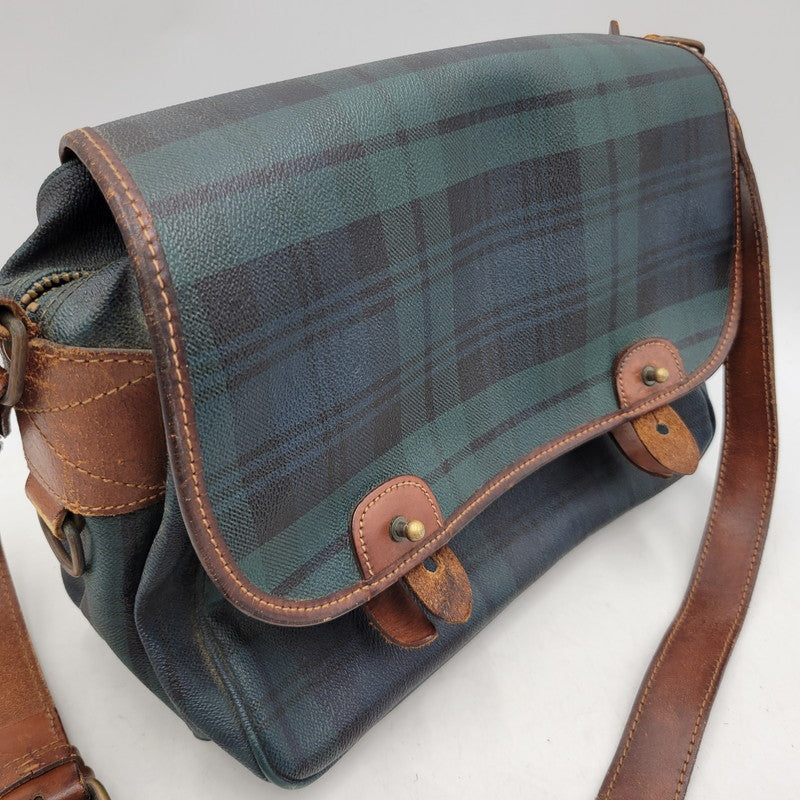 【中古品】【メンズ/レディース】 POLO RALPH LAUREN ポロ・ラルフローレン CHECK SHOULDER BAG チェック ショルダーバッグ カバン 鞄 188-251209-ya-13-izu カラー：グリーン系 万代Net店