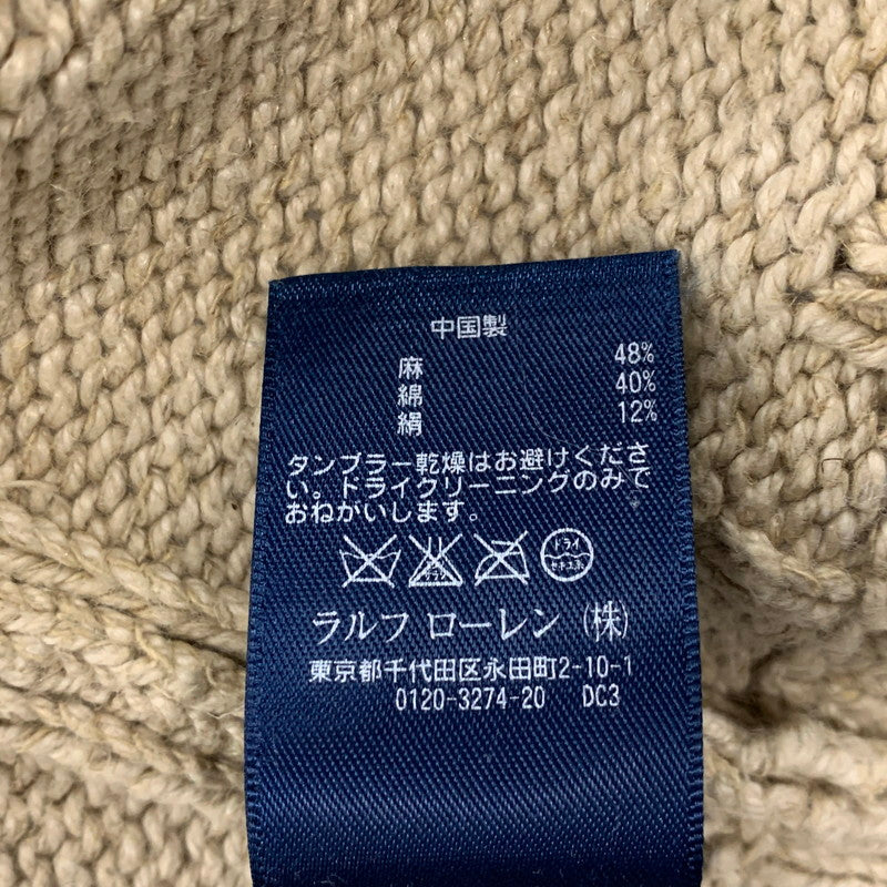 【中古品】【メンズ】 Polo by Ralph Lauren ポロバイラルフローレン TOGGLE NECK COTTON LINEN KNIT SWEATER トグル ネック コットン リネン ニット セーター トップス 長袖 147-251201-cs-03-izu サイズ：L カラー：ベージュ 万代Net店