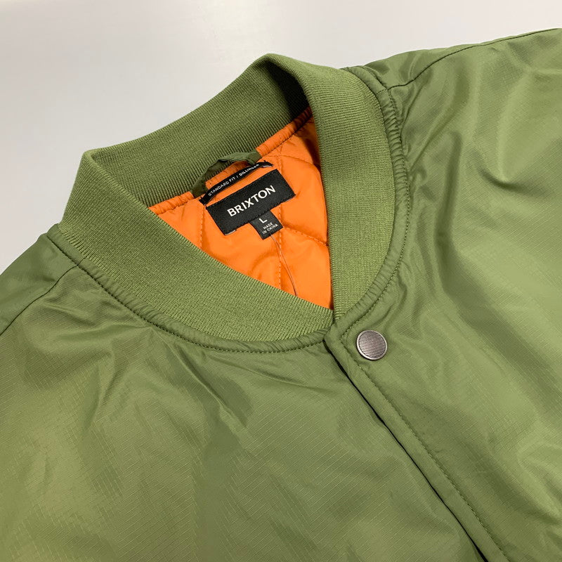 【中古美品】【メンズ】 BRIXTON ブリクストン 03439 DILLINGER FLIGHT BOMBER JACKET ディリンジャー フライト ボンバー ジャケット アウター 142-251201-cs-08-izu サイズ：L カラー：CYPRESS GREEN 万代Net店