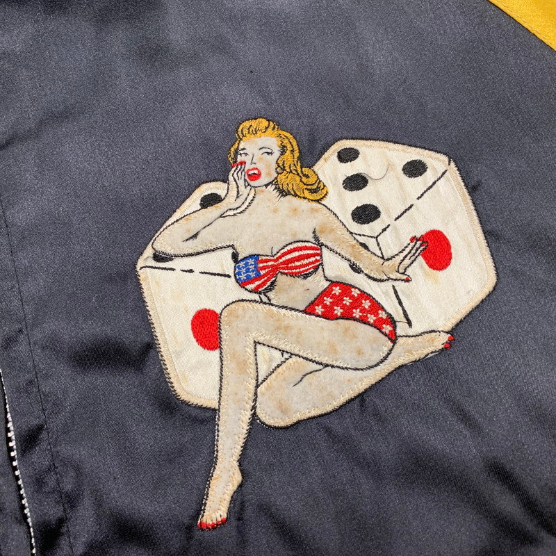 【現状渡し品】【メンズ】 FRESH BOX フレッシュボックス LUCKY LADY SUKAJAN ラッキー レディー スカジャン アウター 146-251201-cs-06-izu サイズ：FREE カラー：ブラック×イエロー 万代Net店