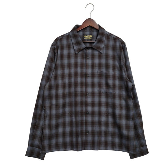 【中古美品】【メンズ】 HEADWAYZ ヘッドウェイズ TYPE VSL8 OMBRE-CHECK SHIRT オンブレチェックシャツ 長袖 トップス 145-251212-kh-05-izu サイズ：L カラー：ブルー×ブラウン 万代Net店