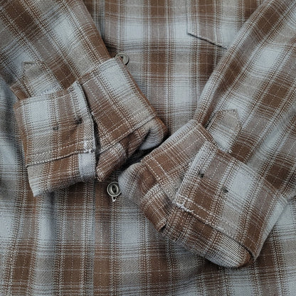 【中古美品】【メンズ】 HEADWAYZ ヘッドウェイズ TYPE VSL8 OMBRE-CHECK SHIRT オンブレチェックシャツ 長袖 トップス 145-251212-kh-05-izu サイズ：L カラー：ブルー×ブラウン 万代Net店