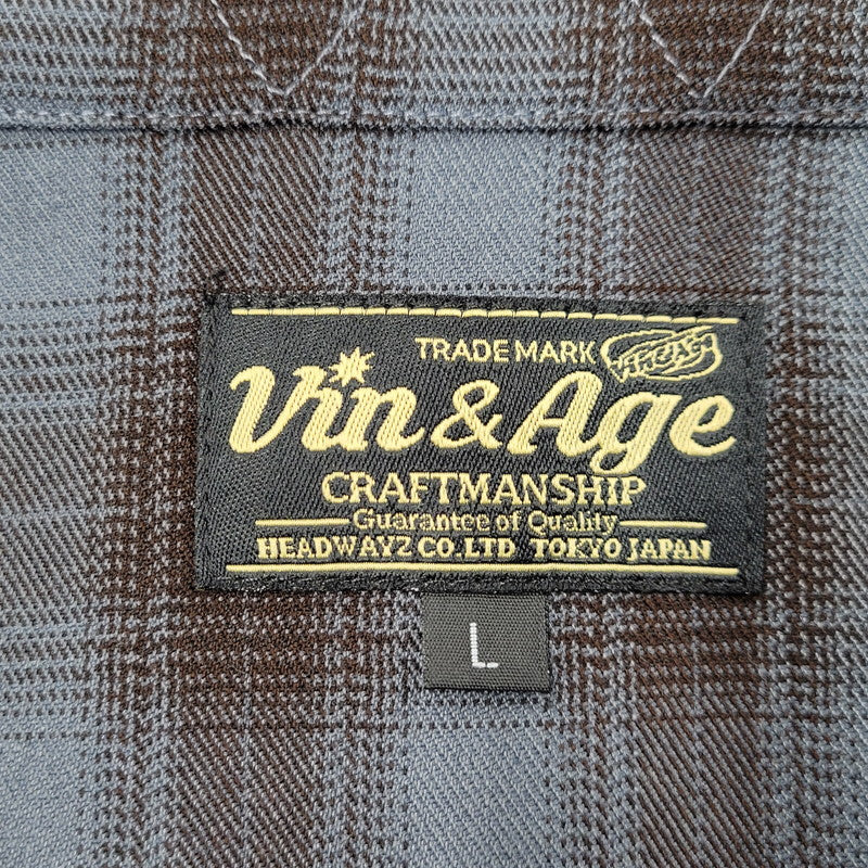 【中古美品】【メンズ】 HEADWAYZ ヘッドウェイズ TYPE VSL8 OMBRE-CHECK SHIRT オンブレチェックシャツ 長袖 トップス 145-251212-kh-05-izu サイズ：L カラー：ブルー×ブラウン 万代Net店