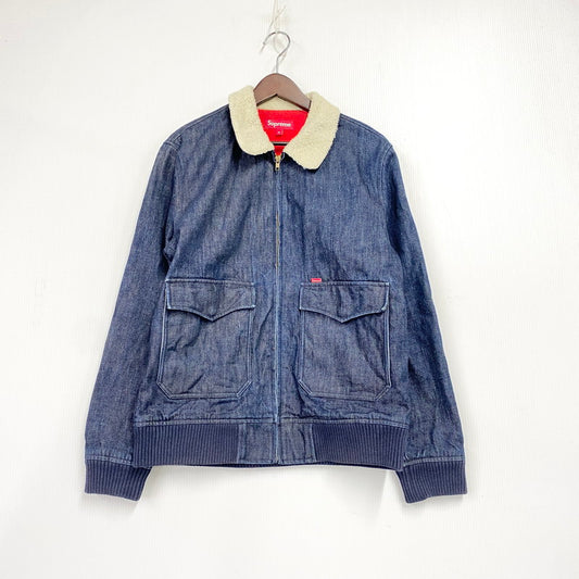 【中古品】【メンズ】 Supreme シュプリーム 10AW SHEARLING シアリング COLLAR DENIM BOMBER JACKET カラー デニム ボンバー ジャケット アウター 149-251201-ya-02-izu サイズ：M カラー：インディゴ 万代Net店