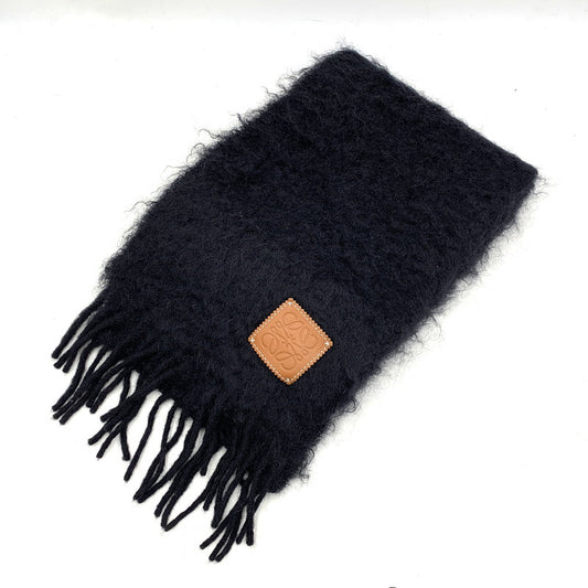 【中古品】【メンズ/レディース】 LOEWE ロエベ ANAGRAM MOHAIR WOOL NYLON BLEND MUFFLER アナグラム モヘア ウール ナイロン ブレンド マフラー 小物 服飾雑貨 183-251204-cs-17-izu カラー：ブラック 万代Net店