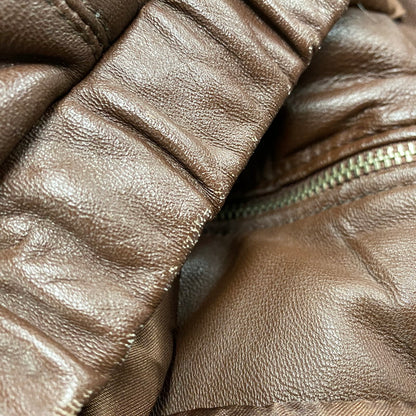 【現状渡し品】【メンズ】 OLD SUPREME オールド シュプリーム LEATHER DOWN JACKET レザー ダウン ジャケット アウター 149-251202-as-11-izu サイズ：XL カラー：ブラウン 万代Net店