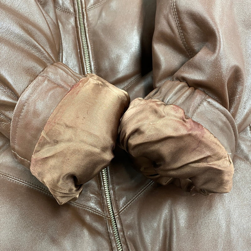 【現状渡し品】【メンズ】 OLD SUPREME オールド シュプリーム LEATHER DOWN JACKET レザー ダウン ジャケット アウター 149-251202-as-11-izu サイズ：XL カラー：ブラウン 万代Net店