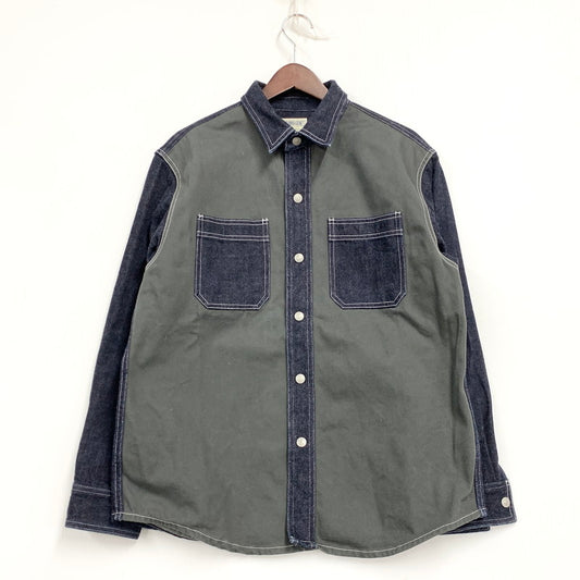 【中古品】【メンズ】 KOJIMA GENES コジマ ジーンズ LS ロングスリーブ COMBO SLEEVE DENIM WORK SHIRT コンボ スリーブ デニム ワークシャツ トップス 長袖 145-251205-ya-06-izu サイズ：XL カラー：GREEN×INDIGO 万代Net店