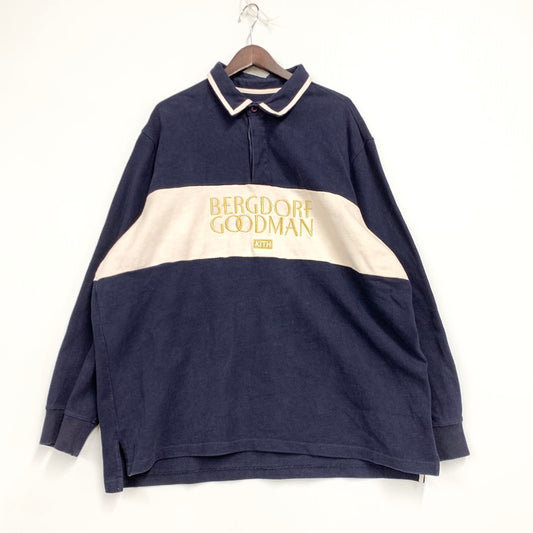 【中古品】【メンズ】 KITH キース × BERGDORF GOODMAN バーグドルフ グッドマン STRIPED RUGBY SHIRT ストライプド ラグビー シャツ トップス 長袖 142-251205-ya-10-izu サイズ：XXL カラー：ネイビー 万代Net店