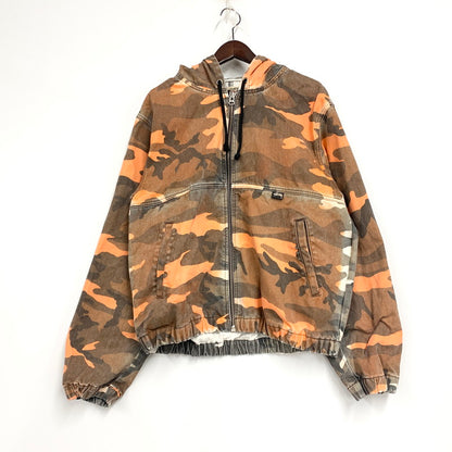 【中古品】【メンズ】 STUSSY WORK GEAR ステューシー ワーク ギア SPRAY DYE HOODED WORK JACKET スプレー ダイ フーディッド ワーク ジャケット アウター 142-251206-ya-01-izu サイズ：M カラー：オレンジ×茶 万代Net店