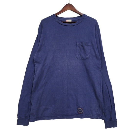 【中古品】【メンズ】 M&M CUSTOM PERFORMANCE エムアンドエム カスタムパフォーマンス LOGO L/S POCKET TEE ロゴ ロングスリーブ ポケット Tシャツ 初期タグ 長袖 トップス 142-260106-as-10-izu サイズ：L カラー：ネイビー 万代Net店
