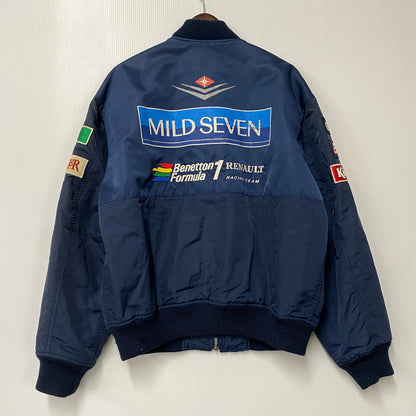 【現状渡し品】【メンズ】 USED BENETTON FORMULA 1 ベネトン フォーミュラ1 MA-1 FLIGHT JACKET フライトジャケット アウター 146-251207-as-29-izu サイズ：L カラー：ネイビー 万代Net店
