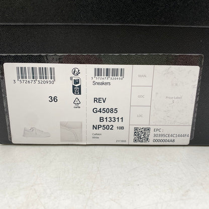 【中古品】【レディース】 CHANEL シャネル EMBOSS LOGO LEATHER SNEAKERS LOW G45085 B13311 NP502 エンボス ロゴ レザー スニーカー ココマーク シューズ 靴 183-251208-as-17-izu サイズ：36 カラー：ホワイト 万代Net店