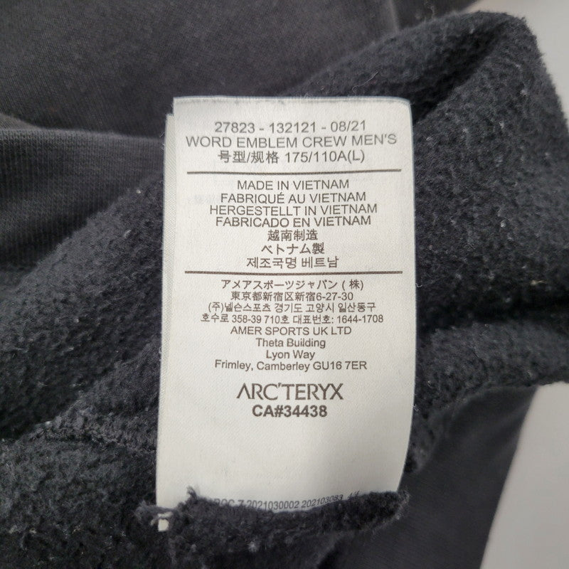 【中古品】【メンズ】 ARC'TERYX アークテリクス WORD EMBLEM CREW 27823 ワードエンブレムクルー スウェット 長袖 トップス 144-251209-as-03-izu サイズ：L カラー：ブラック 万代Net店
