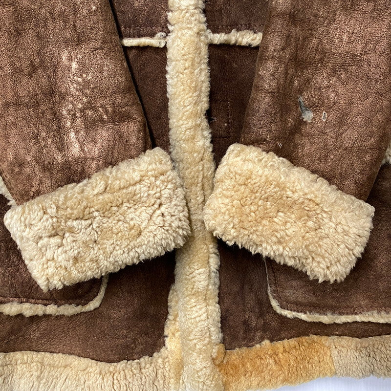 【現状渡し品】【メンズ】 VINTAGE ビンテージ 推定70S～ MOUTON COAT ムートン コート アウター 146-251211-ya-20-izu サイズ：38 カラー：ブラウン 万代Net店