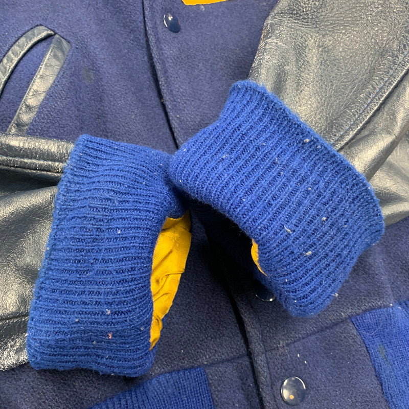 【現状渡し品】【メンズ】 USED VINTAGE N LEATHER×WOOL STADIUM JACKET レザー ウール スタジアム ジャケット スタジャン アウター 146-251208-as-02-izu カラー：ネイビー系 万代Net店