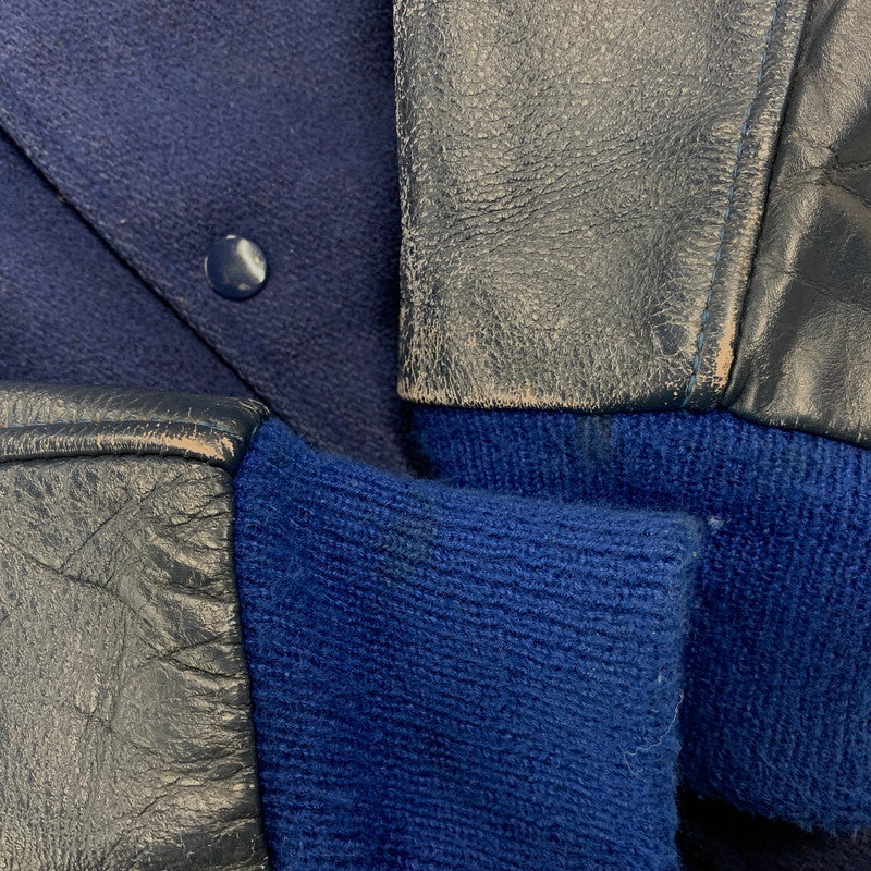 【現状渡し品】【メンズ】 USED VINTAGE N LEATHER×WOOL STADIUM JACKET レザー ウール スタジアム ジャケット スタジャン アウター 146-251208-as-02-izu カラー：ネイビー系 万代Net店