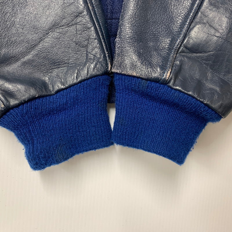 【現状渡し品】【メンズ】 USED VINTAGE N LEATHER×WOOL STADIUM JACKET レザー ウール スタジアム ジャケット スタジャン アウター 146-251208-as-02-izu カラー：ネイビー系 万代Net店