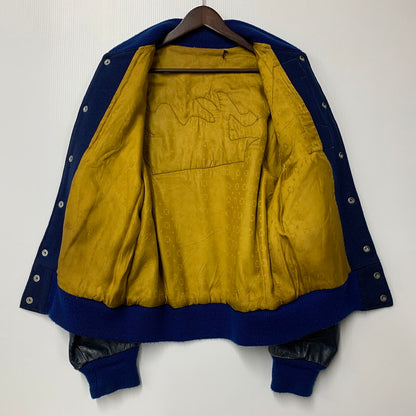 【現状渡し品】【メンズ】 USED VINTAGE N LEATHER×WOOL STADIUM JACKET レザー ウール スタジアム ジャケット スタジャン アウター 146-251208-as-02-izu カラー：ネイビー系 万代Net店