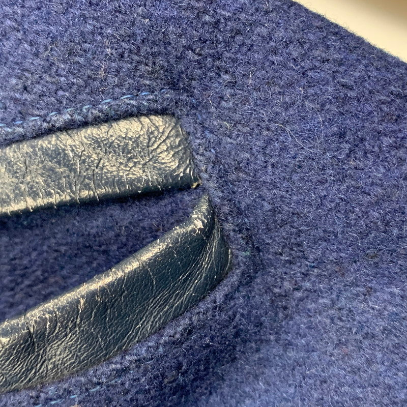 【現状渡し品】【メンズ】 USED VINTAGE N LEATHER×WOOL STADIUM JACKET レザー ウール スタジアム ジャケット スタジャン アウター 146-251208-as-02-izu カラー：ネイビー系 万代Net店