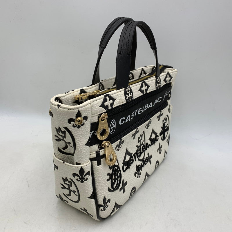 【中古品】【レディース】 CASTELBAJAC カステルバジャック MONOGRAM HAND BAG モノグラム ハンドバッグ カバン 鞄 188-251218-kh-03-izu カラー：ホワイト 万代Net店