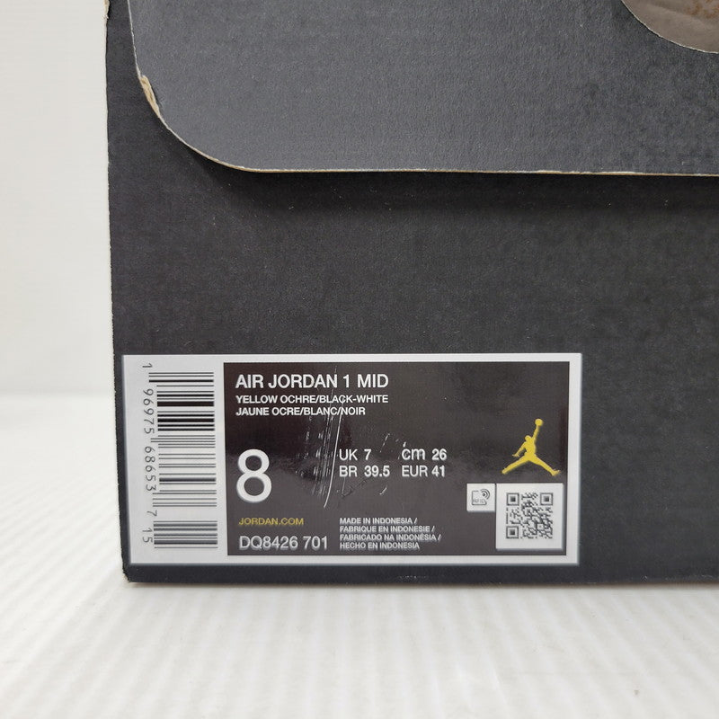 【中古品】【メンズ/レディース】 NIKE ナイキ AIR JORDAN 1 MID DQ8426-701 エア ジョーダン 1 ミッド スニーカー シューズ 靴 160-251218-as-03-izu サイズ：26cm カラー：YELLOW OCHRE/BLACK-WHITE 万代Net店