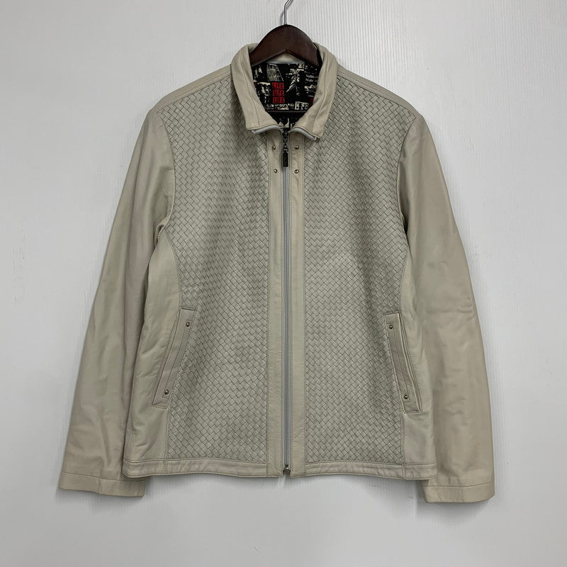 【中古品】【メンズ】 BARASSI バラッシ 1150-3082 MESH LAMB メッシュラム LEATHER SINGLE RIDERS JACKET レザー シングルライダースジャケッ トップス アウター 147-251218-ya-16-izu サイズ：46 カラー：グレー 万代Net店