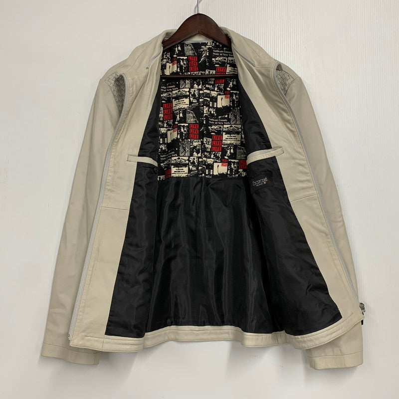 【中古品】【メンズ】 BARASSI バラッシ 1150-3082 MESH LAMB メッシュラム LEATHER SINGLE RIDERS JACKET レザー シングルライダースジャケッ トップス アウター 147-251218-ya-16-izu サイズ：46 カラー：グレー 万代Net店