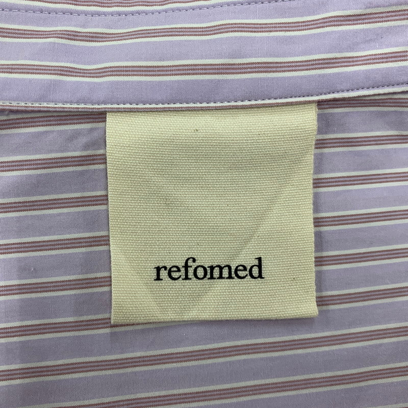 【中古美品】【メンズ】 REFOMED リフォメッド WRIST PATCH WIDE SHIRT RESH-021 リストパッチ ワイドシャツ ストライプ 長袖 トップス 140-251212-as-13-izu サイズ：2 カラー：LAVENDER 万代Net店