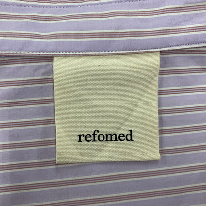【中古美品】【メンズ】 REFOMED リフォメッド WRIST PATCH WIDE SHIRT RESH-021 リストパッチ ワイドシャツ ストライプ 長袖 トップス 140-251212-as-13-izu サイズ：2 カラー：LAVENDER 万代Net店