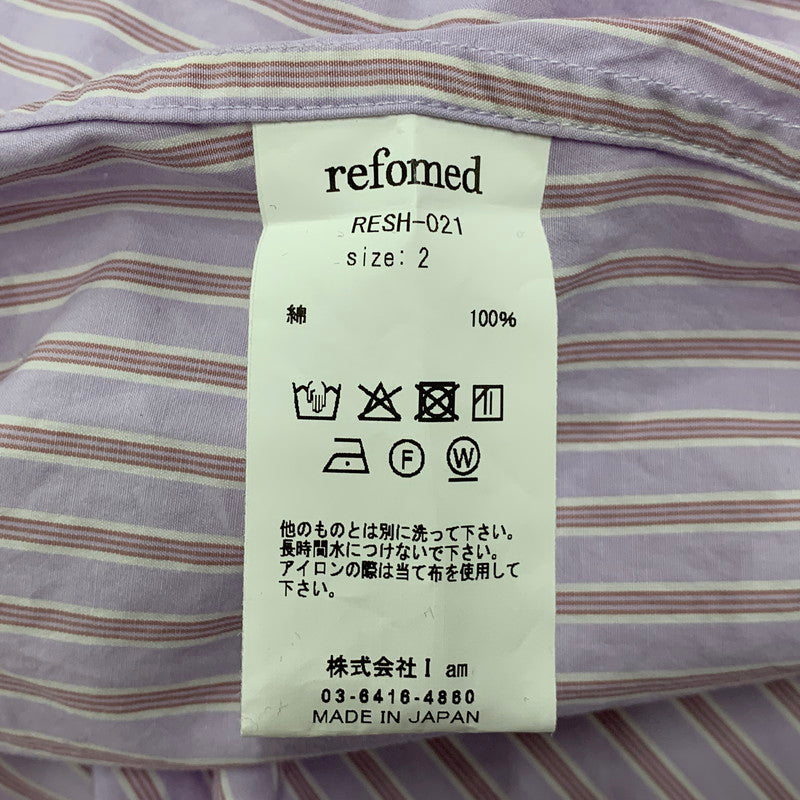 【中古美品】【メンズ】 REFOMED リフォメッド WRIST PATCH WIDE SHIRT RESH-021 リストパッチ ワイドシャツ ストライプ 長袖 トップス 140-251212-as-13-izu サイズ：2 カラー：LAVENDER 万代Net店