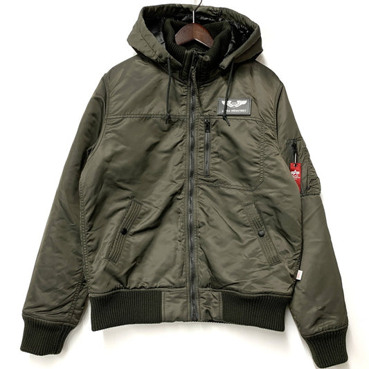 【中古品】【メンズ】 ALPHA INDUSTRIES アルファインダストリーズ HOODED FLIGHT JACKET TA1672-076 フーデッド フライトジャケット アウター 145-251212-as-16-izu サイズ：L カラー：カーキ 万代Net店