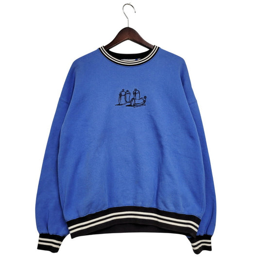 【中古品】【メンズ】 BLACK EYE PATCH ブラックアイパッチ SPRAY RIB CREWNECK SWEATSHIRT スプレー リブ クルーネック スウェットシャツ トップス 長袖 142-251220-cs-03-izu サイズ：M カラー：ブルー 万代Net店