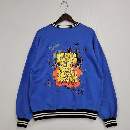 【中古品】【メンズ】 BLACK EYE PATCH ブラックアイパッチ SPRAY RIB CREWNECK SWEATSHIRT スプレー リブ クルーネック スウェットシャツ トップス 長袖 142-251220-cs-03-izu サイズ：M カラー：ブルー 万代Net店