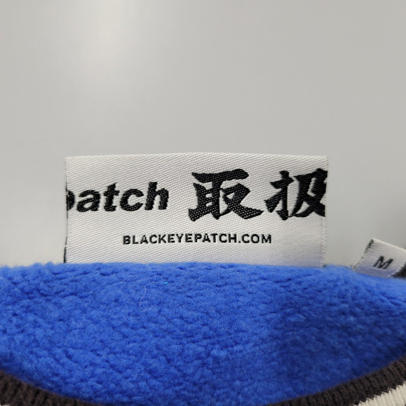 【中古品】【メンズ】 BLACK EYE PATCH ブラックアイパッチ SPRAY RIB CREWNECK SWEATSHIRT スプレー リブ クルーネック スウェットシャツ トップス 長袖 142-251220-cs-03-izu サイズ：M カラー：ブルー 万代Net店