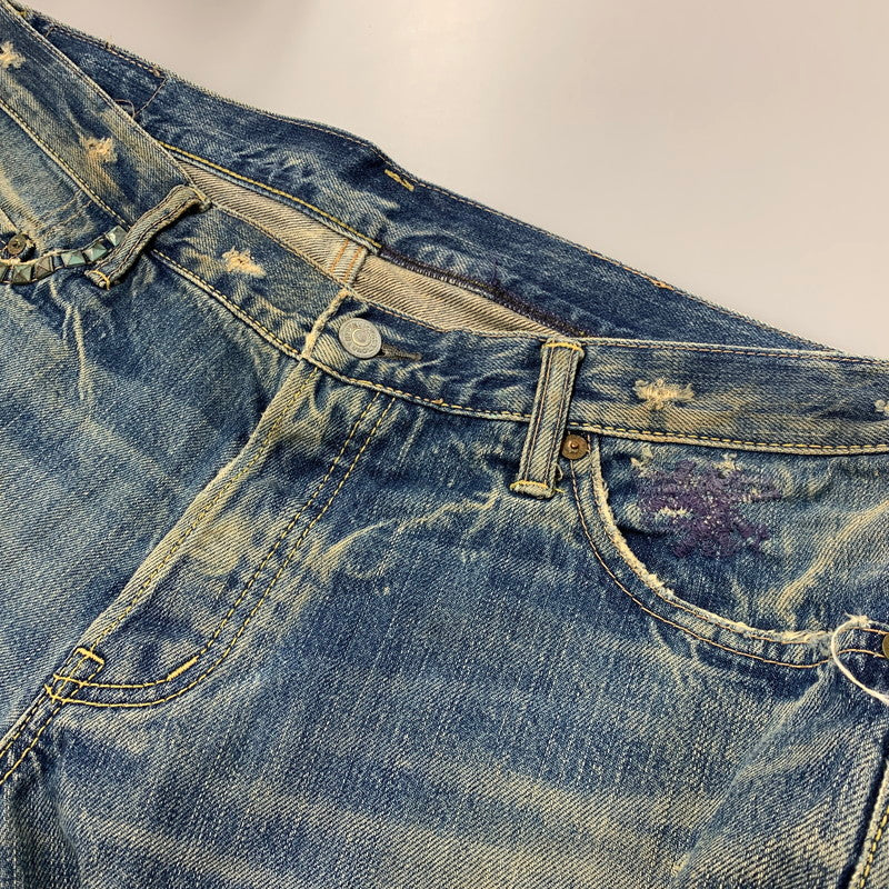 【現状渡し品】【メンズ】 HYSTERIC GLAMOUR ヒステリックグラマー XXX STUDS DENIM PANTS スタッズ デニム パンツ ズボン ボトムス 151-251215-ya-06-izu サイズ：下記参照 カラー：インディゴ 万代Net店