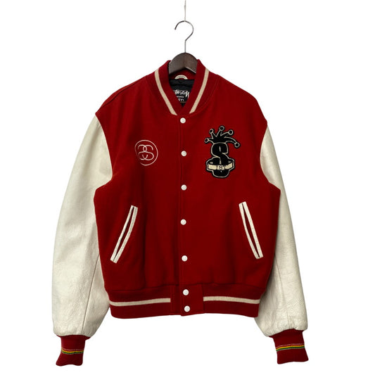 【現状渡し品】【メンズ】 OLD STUSSY AUTHENTIC GEAR オールド ステューシー オーセンティック ギア USA製 00S CLASSIC VARSITY JACKET クラシック バーシティ ジャケット アウター 142-251215-ya-15-izu サイズ：L カラー：レッド×ホワイト 万代Net店
