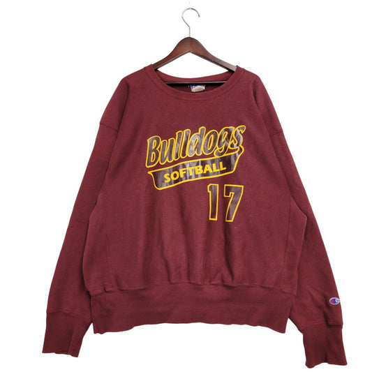 【中古品】【メンズ】 REVERSE WEAVE SWEATSHIRT BULLDOGS SOFTBALL 17 リバースウィーブ スウェットシャツ メキシコ製 トレーナー 長袖 トップス 146-251227-as-13-izu サイズ：XL カラー：レッド系 万代Net店