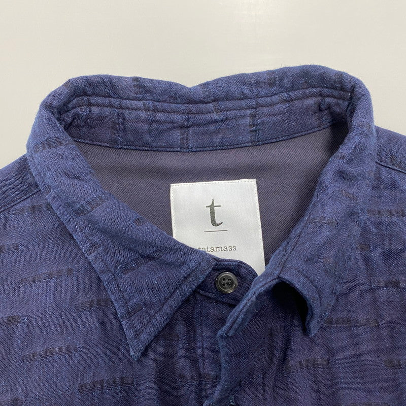【中古品】【メンズ】 TATAMASS タタマス WIDE SHIRT HORIZONTALE ワイド シャツ ホリゾンタル 24-050-300-9100-3-0 EDIFICE 別注 長袖シャツ 140-260104-yn-05-izu サイズ：L カラー：ネイビー 万代Net店