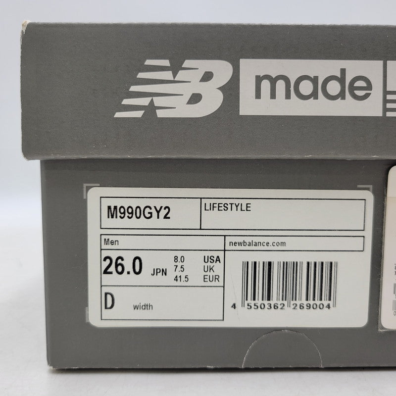 【中古品】【メンズ/レディース】 NEW BALANCE ニューバランス M990GY2 スニーカー シューズ 靴 162-251215-as-02-izu サイズ：26cm カラー：グレー 万代Net店