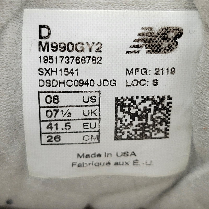 【中古品】【メンズ/レディース】 NEW BALANCE ニューバランス M990GY2 スニーカー シューズ 靴 162-251215-as-02-izu サイズ：26cm カラー：グレー 万代Net店