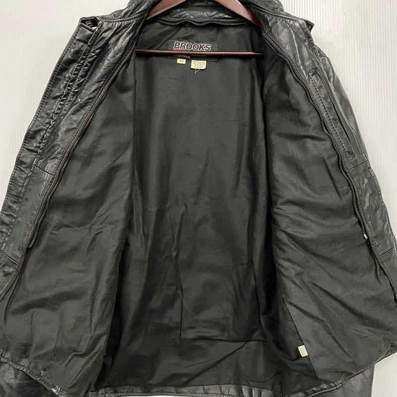 【現状渡し品】【メンズ】 BROOKS ブルックス SINGLE RIDERS JACKET シングルライダースジャケット USA製 アウター 146-251223-as-20-izu サイズ：40 カラー：ブラック 万代Net店