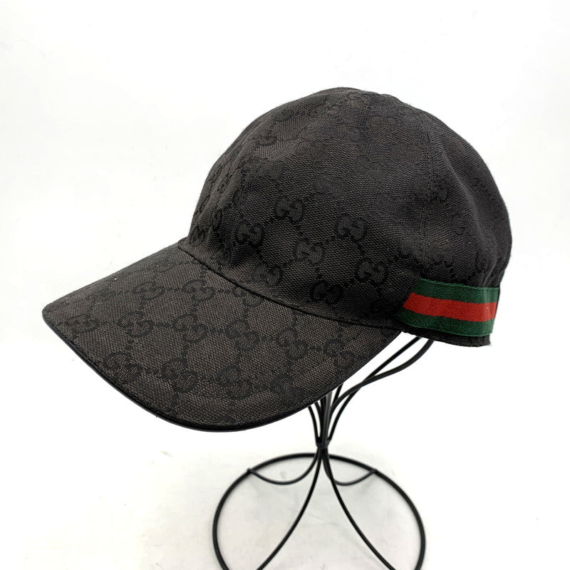 【中古品】【メンズ/レディース】 GUCCI グッチ GG CANVAS BASEBALL CAP GG キャンバス ベースボール キャップ 帽子 183-251216-yn-02-izu サイズ：M/58 カラー：ブラック 万代Net店